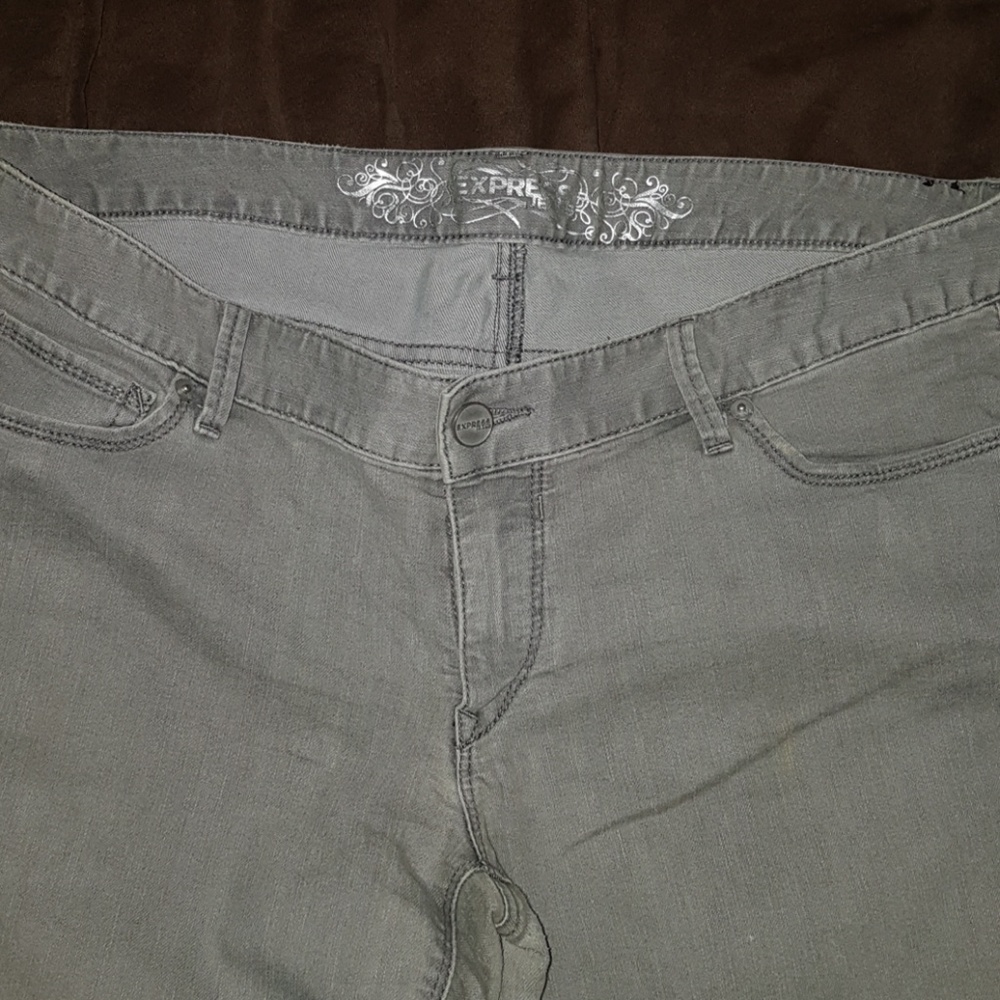 "Express" fade look gray ankle jean